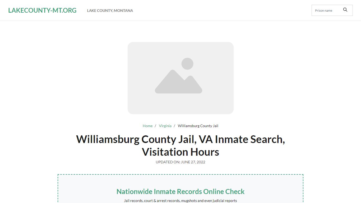 Williamsburg County Jail, VA Inmate Search, Visitation Hours